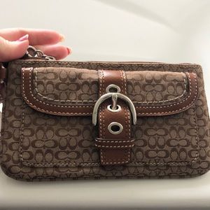 Coach Wristlet- Khaki-Toffee Color